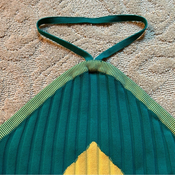Wales Bonner Star Chevron Rib Halter Top - size M 💚💛 - Picture 5 of 8